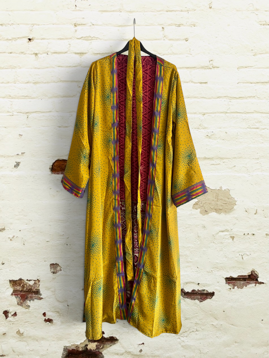Kimono de seda reciclada Reversible Fuego