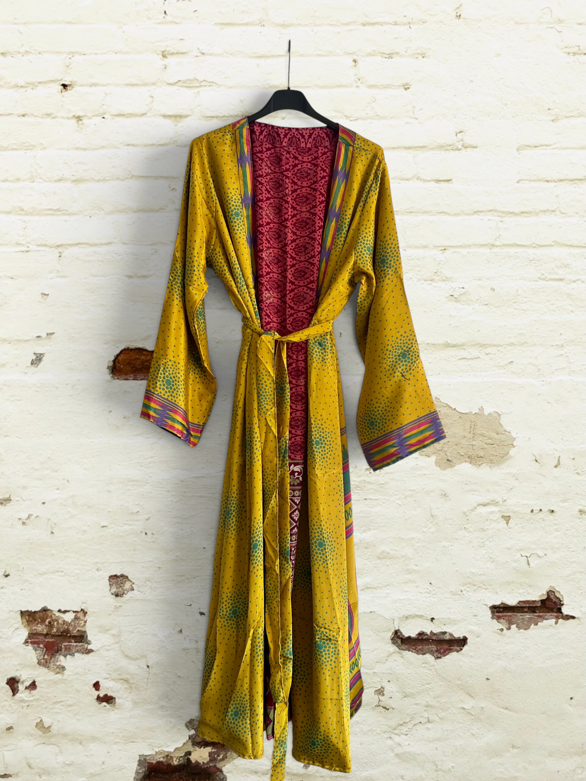 Kimono de seda reciclada Reversible Fuego