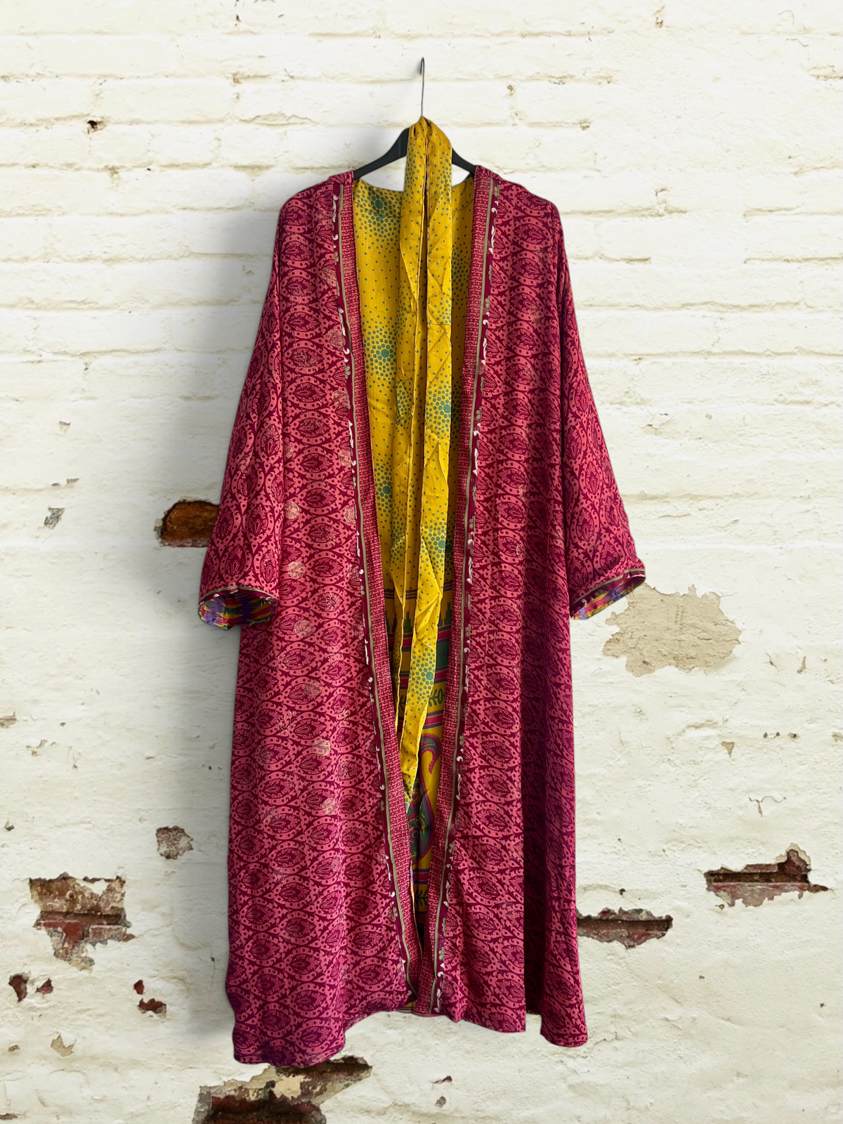 Kimono de seda reciclada Reversible Fuego