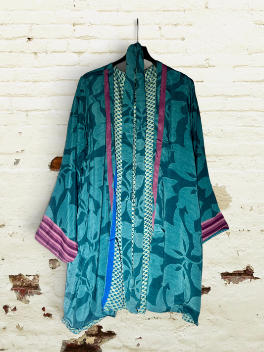 Kimono reversible corto Aguamarina