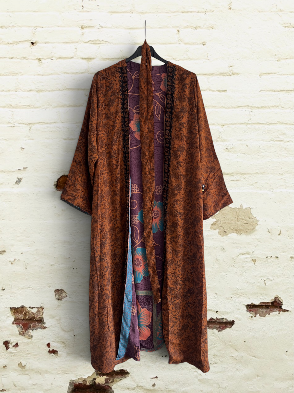 Kimono de seda reciclada Reversible Africa