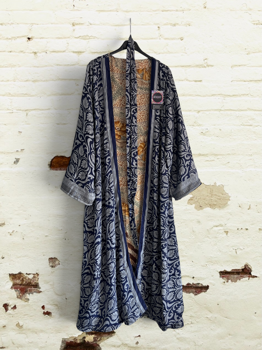 1 Kimono de seda reciclada Reversible Elegancia