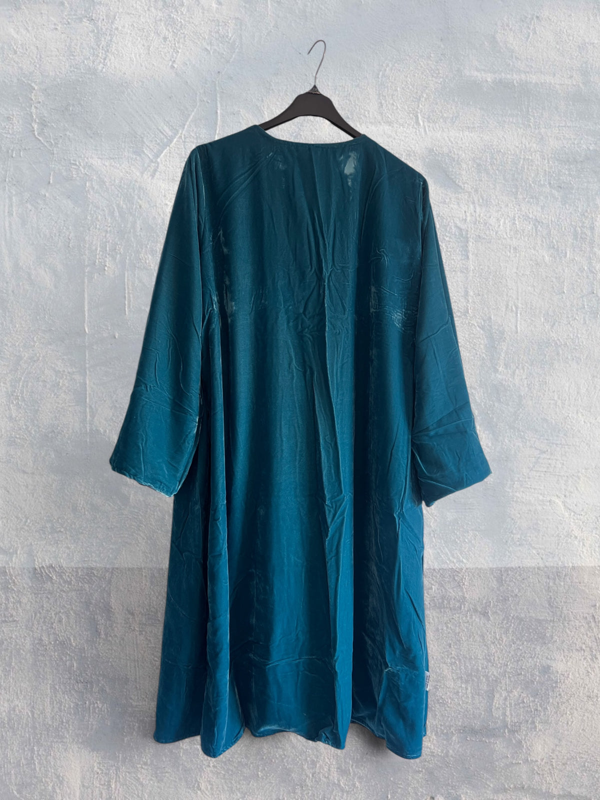 Kimono terciopelo medio largo reversible Petróleo