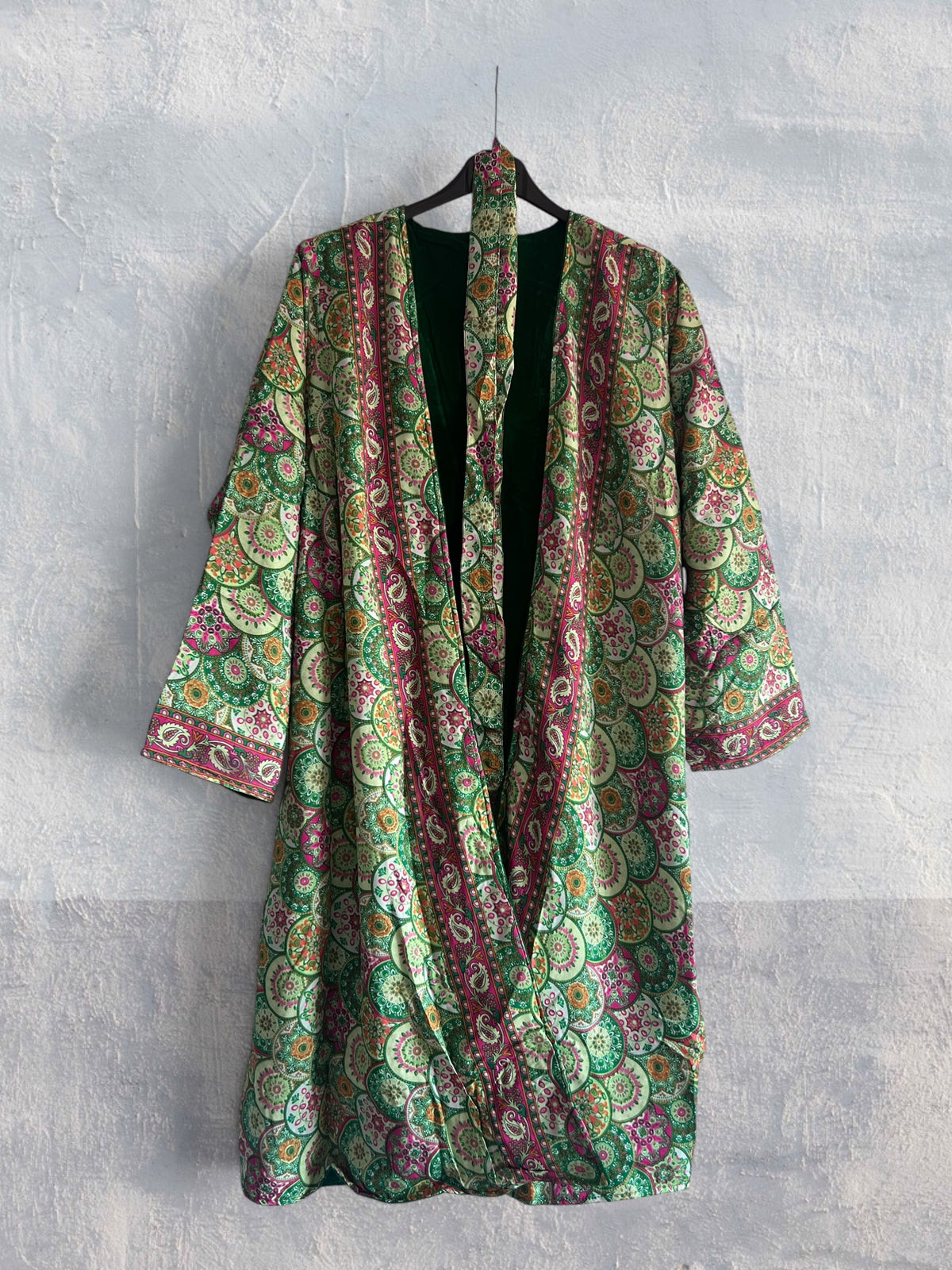 Kimono terciopelo medio largo reversible Esmeralda