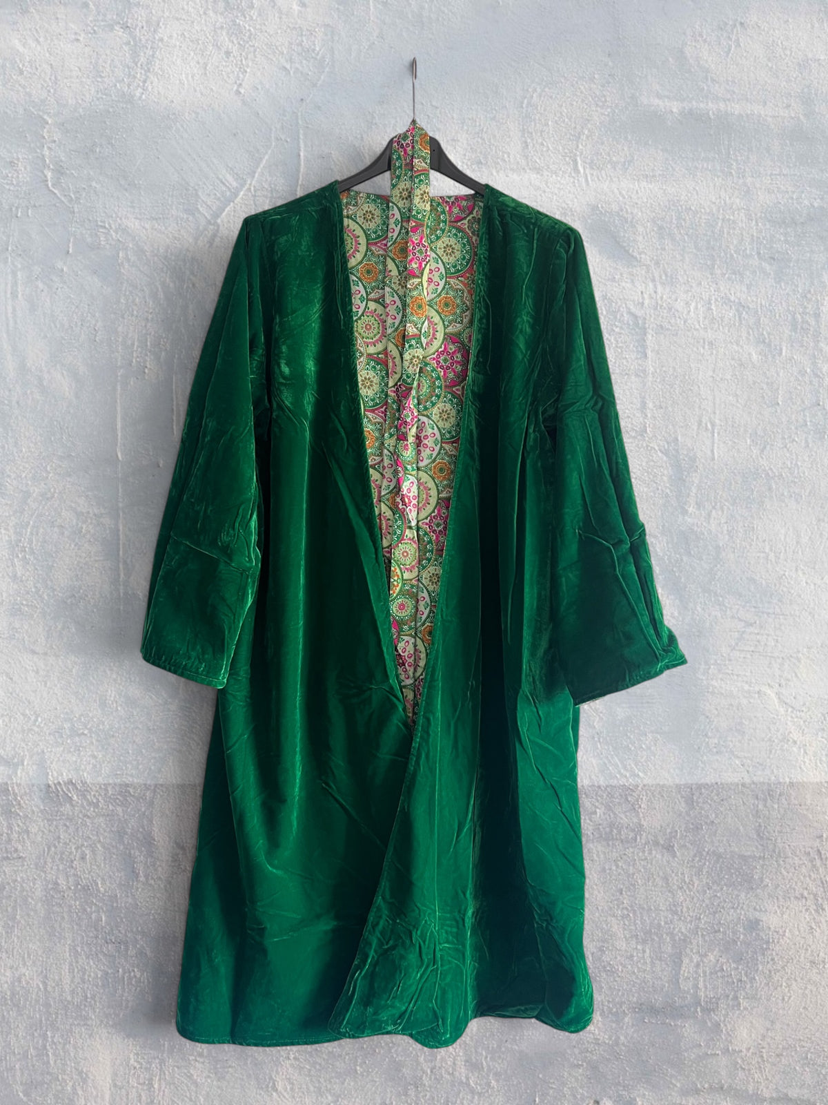 Kimono terciopelo medio largo reversible Esmeralda