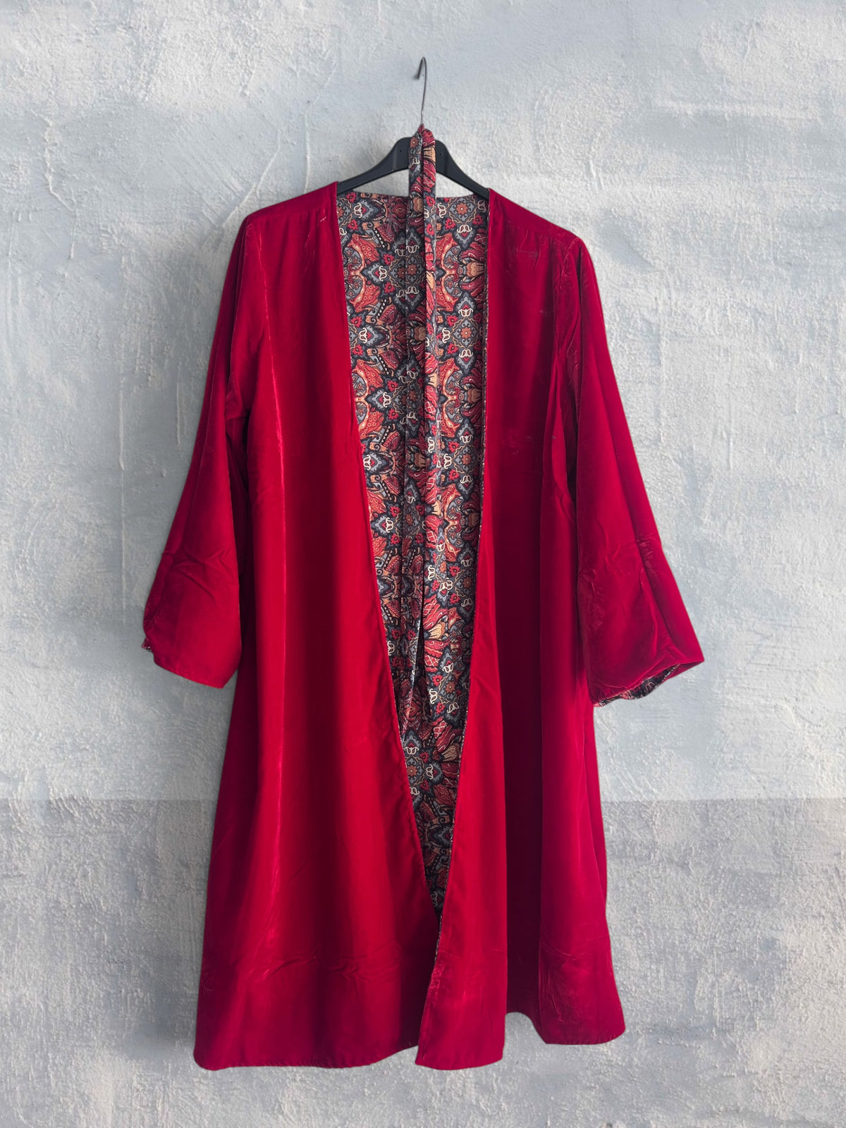 Kimono terciopelo medio largo reversible FUEGO