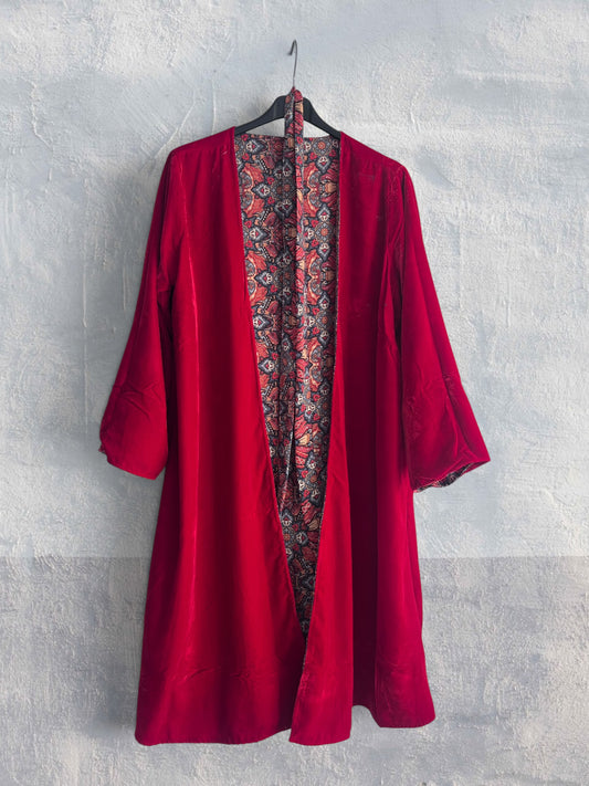 Kimono terciopelo medio largo reversible FUEGO