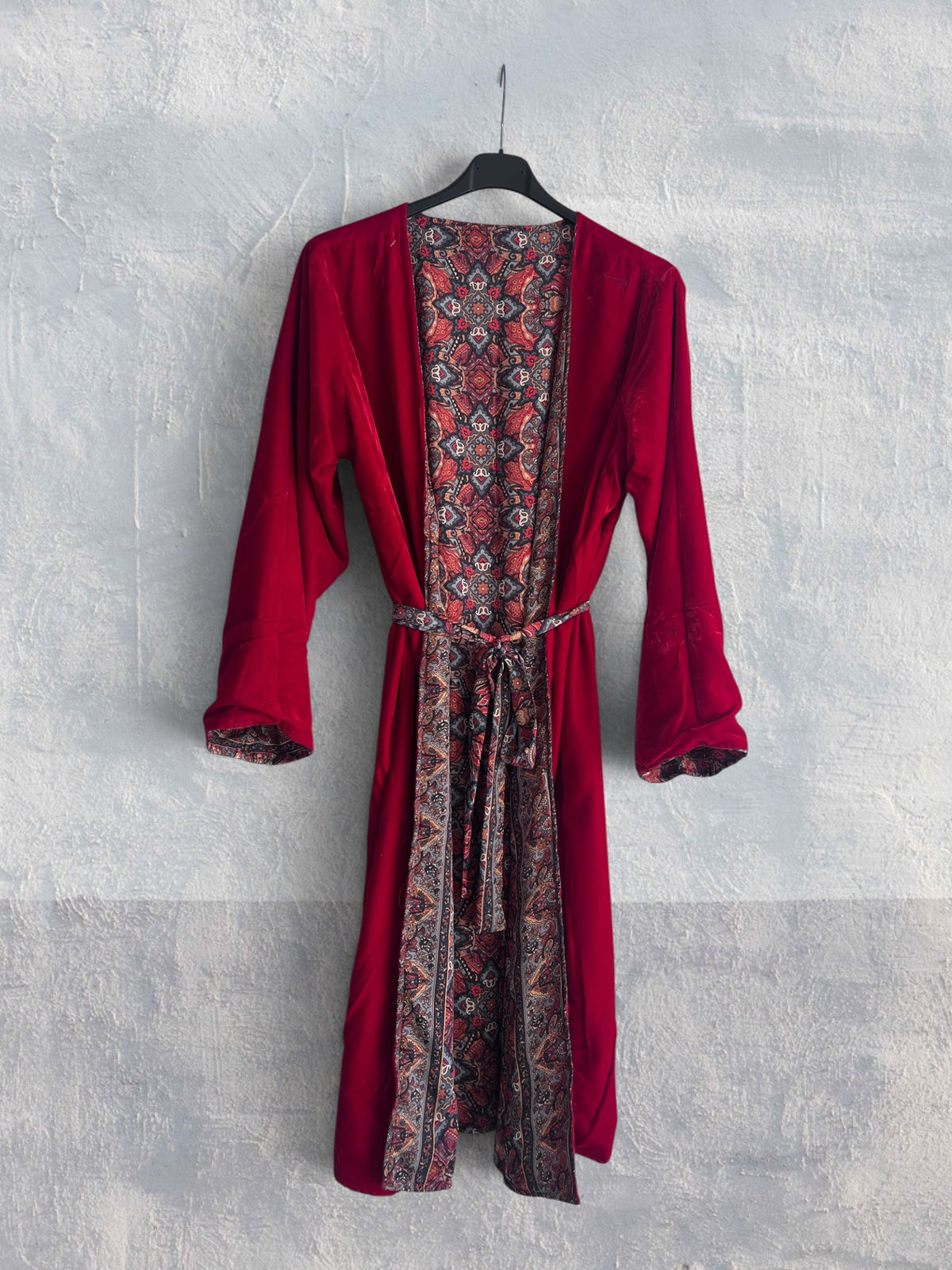 Kimono terciopelo medio largo reversible FUEGO