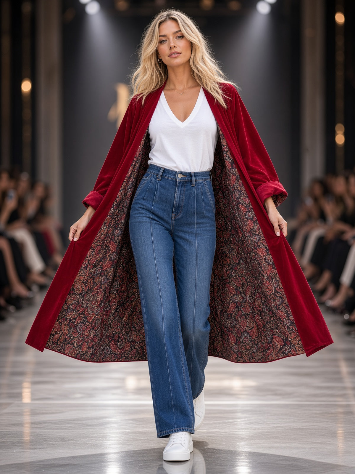 Kimono terciopelo medio largo reversible FUEGO
