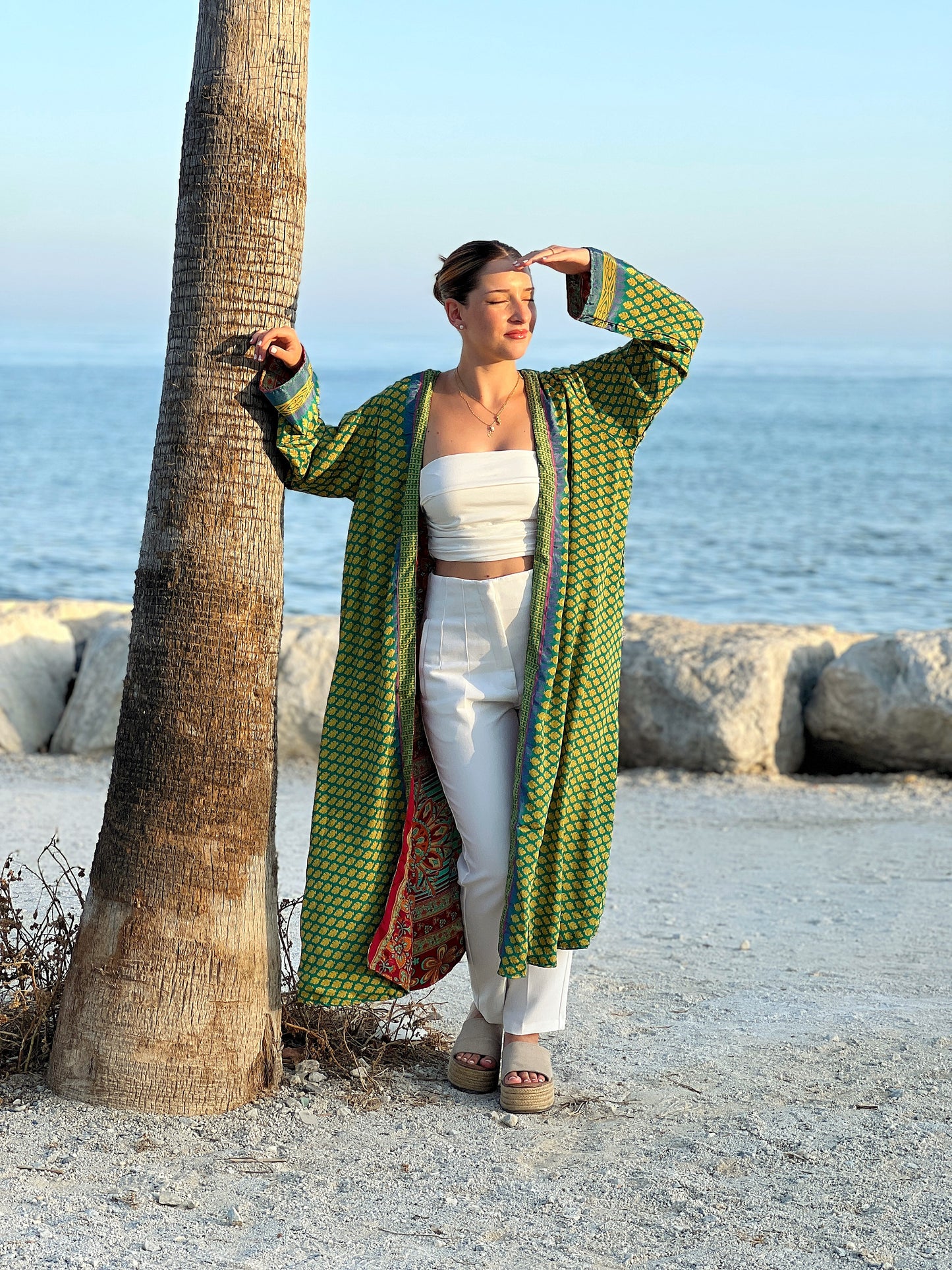1 Kimono reversible de seda reciclada, XL  Sunset