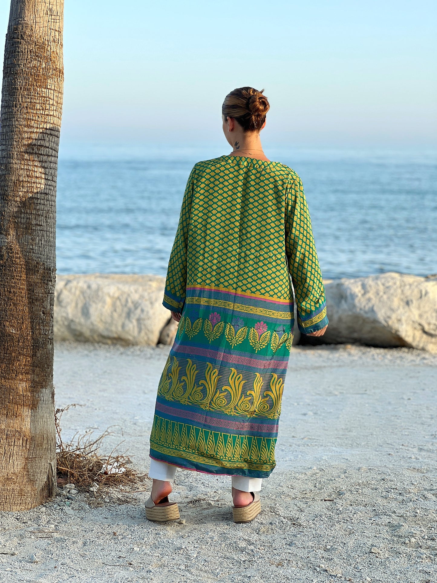 1 Kimono reversible de seda reciclada, XL  Sunset