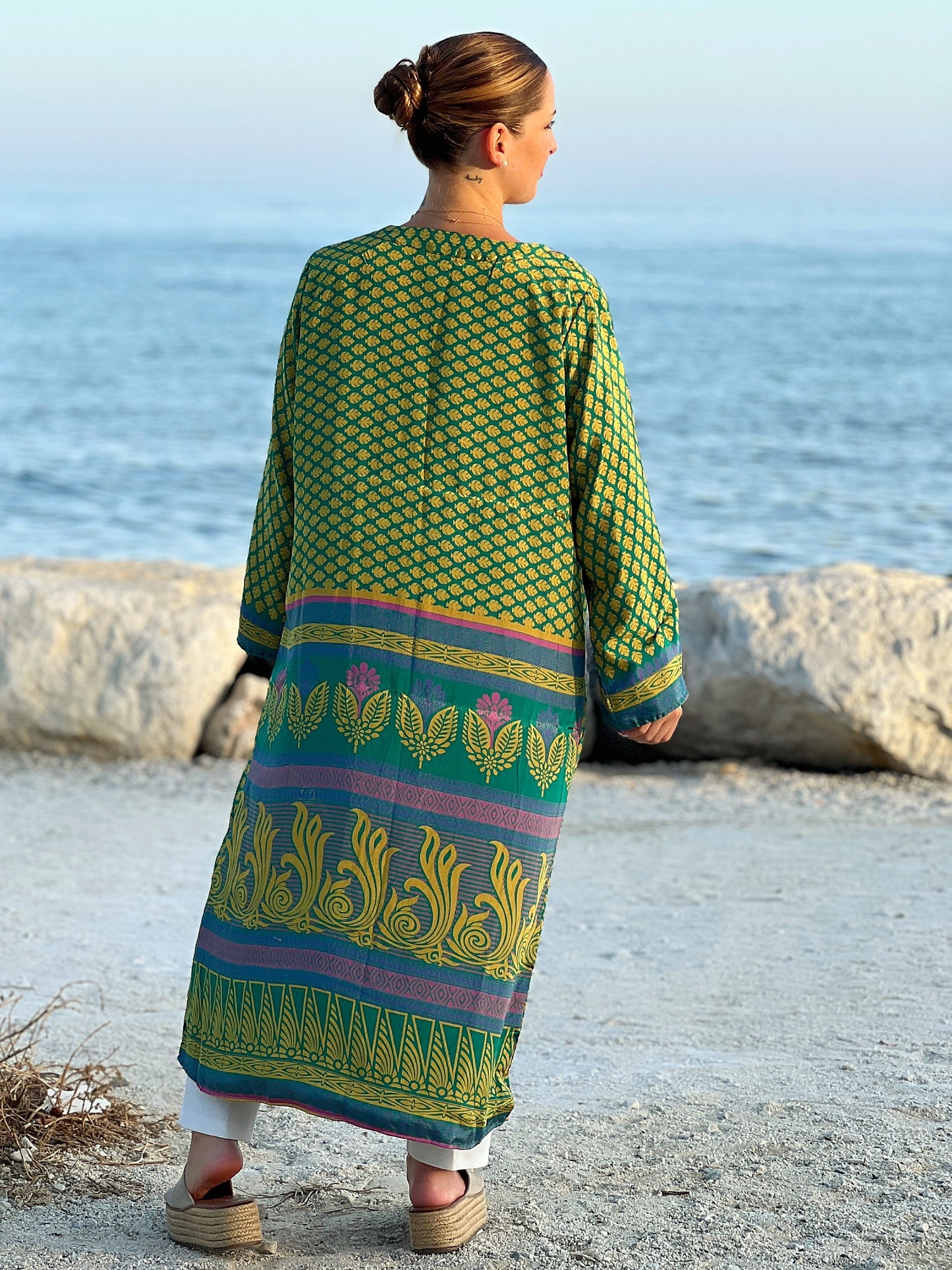 1 Kimono reversible de seda reciclada, XL  Sunset