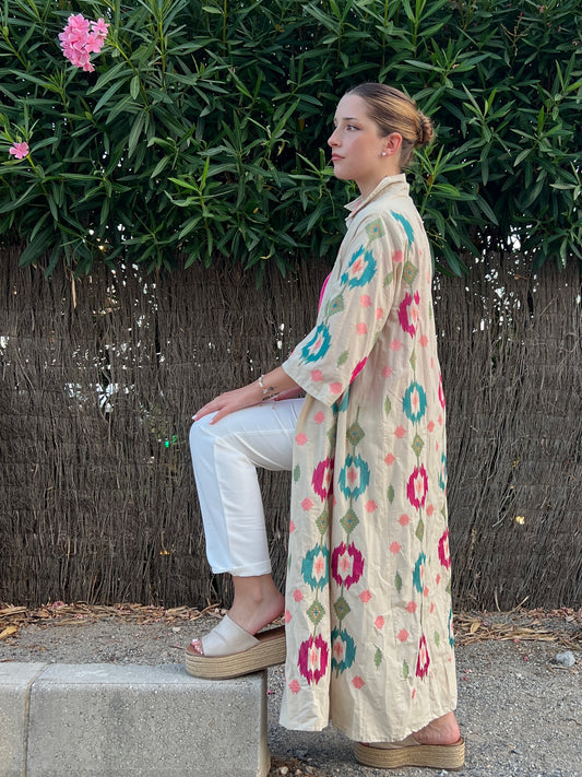 Vestido camisero de algodón bordado Cairo