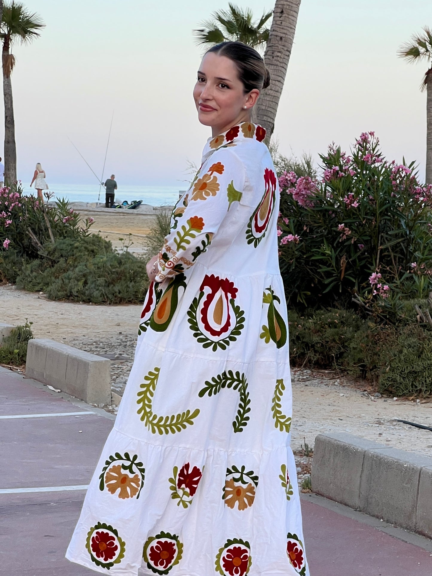 Vestido largo bordado estilo étnico – Talla única (ideal para talla M)