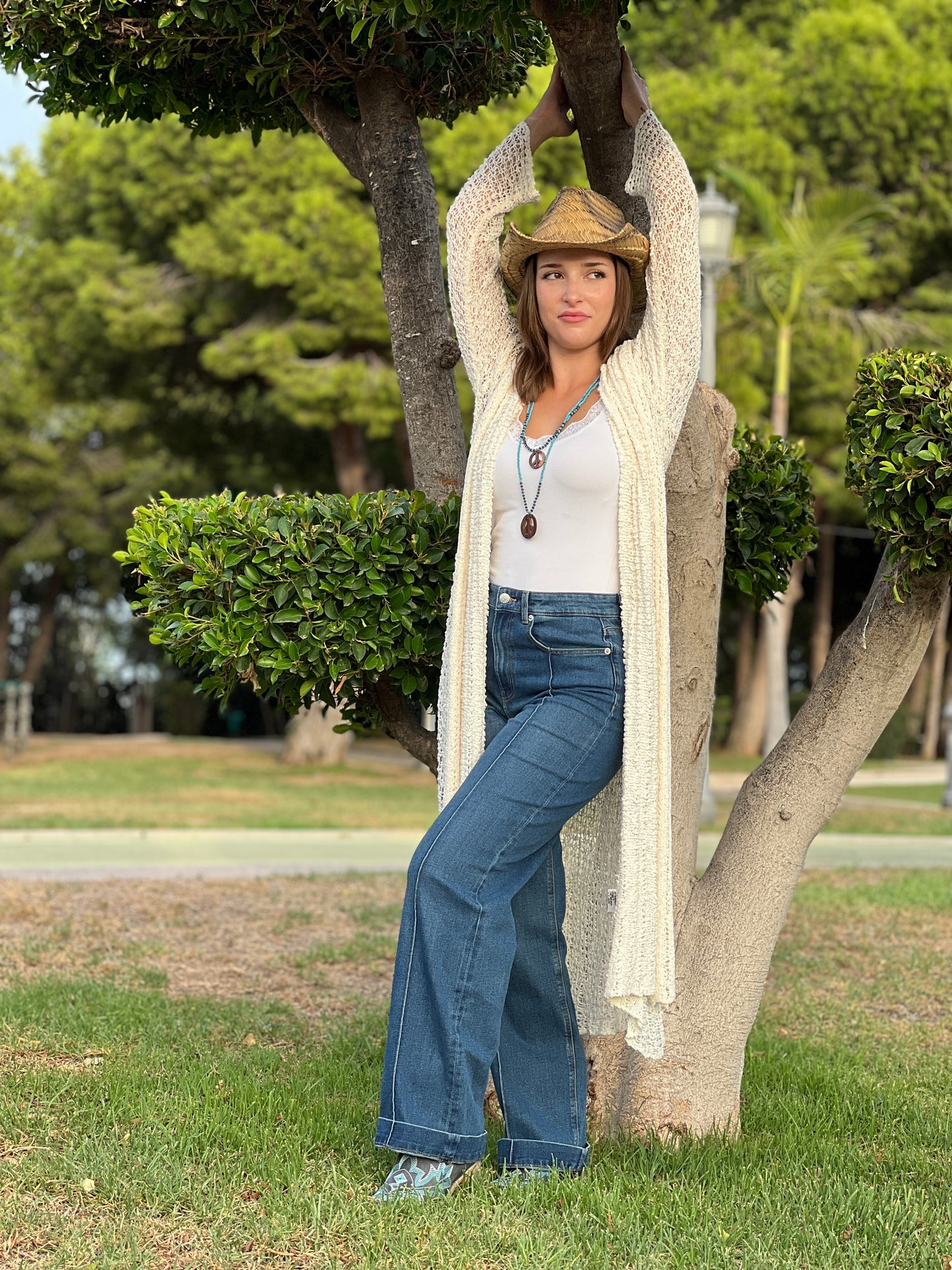 Kimono tejida, Rebeca Tejida Estilo Boho - Modelo  Largo