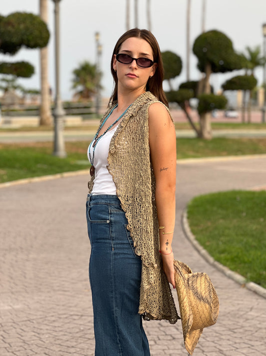 Chaleco circular de punto — el toque bohemio perfecto