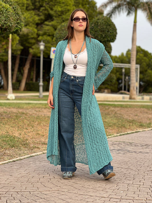Kimono tejida, Rebeca Tejida Estilo Boho - Modelo  Largo