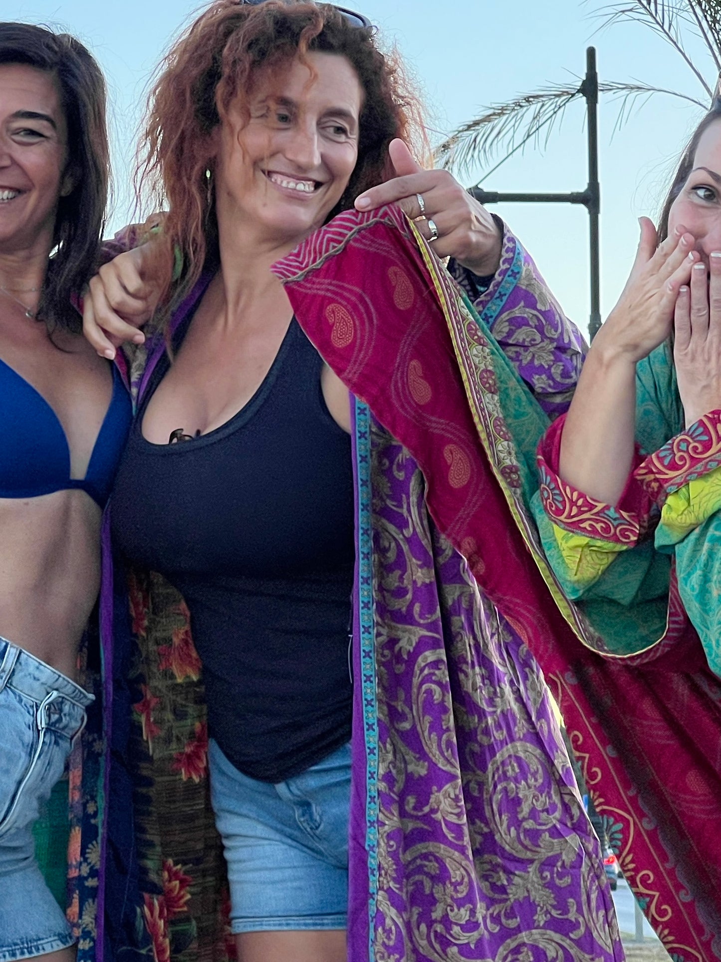 Kimono reversible largo de seda reciclada Cristina