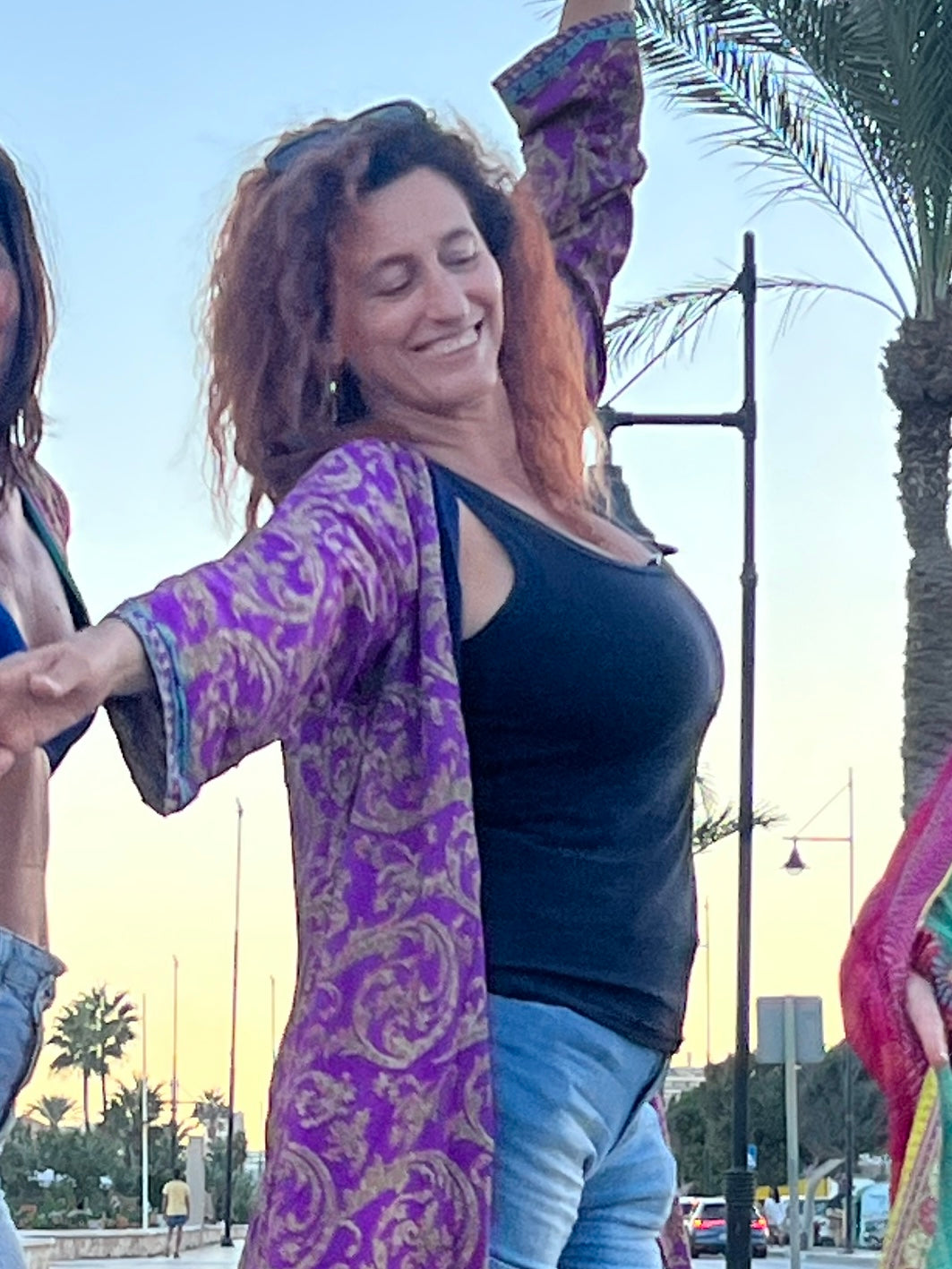 Kimono reversible largo de seda reciclada Cristina