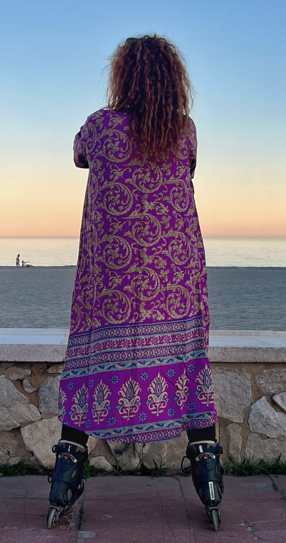 Kimono reversible largo de seda reciclada Cristina