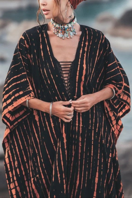 Kimono largo de rayón Tie-Dye, estilo y comodidad