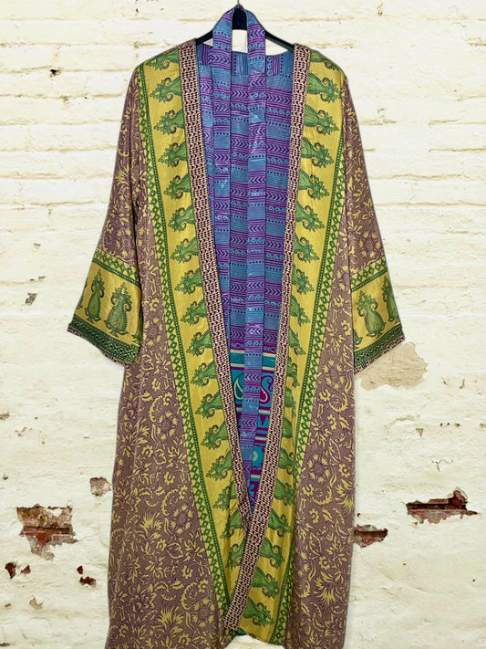 Kimono de seda reciclada Reversible Paris