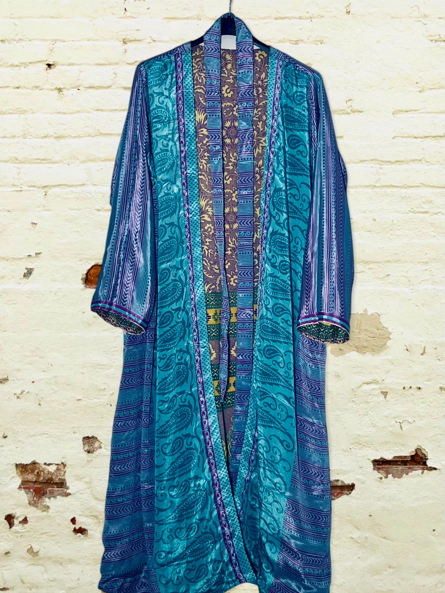 Kimono de seda reciclada Reversible Paris