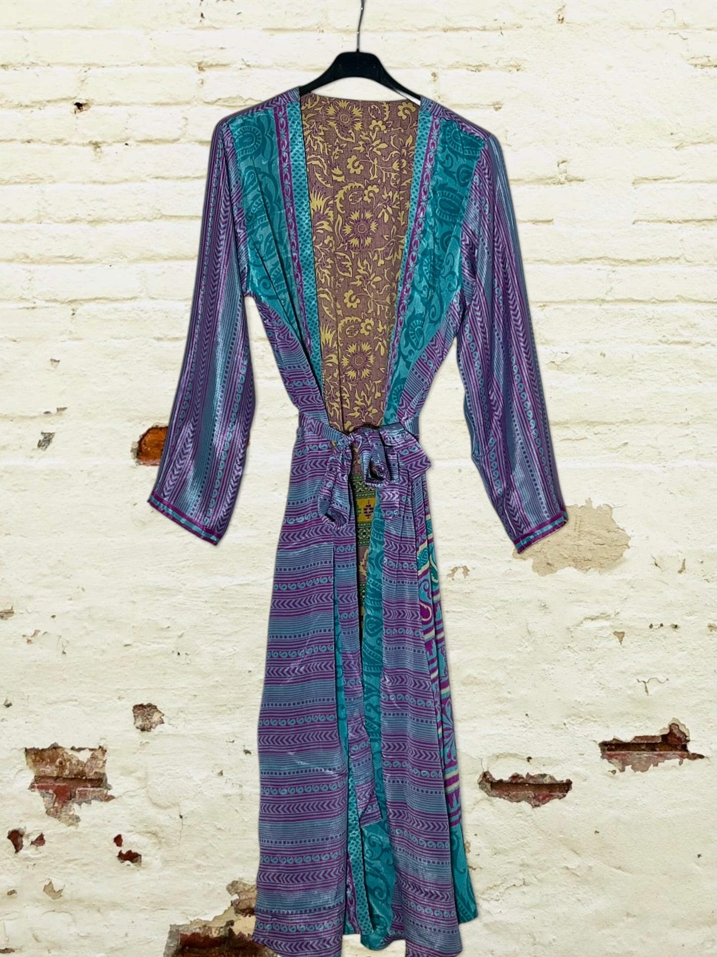 Kimono de seda reciclada Reversible Paris
