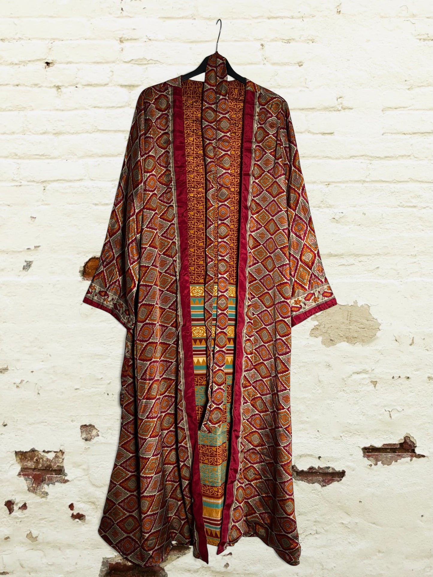 Kimono de seda reciclada Reversible Fuego