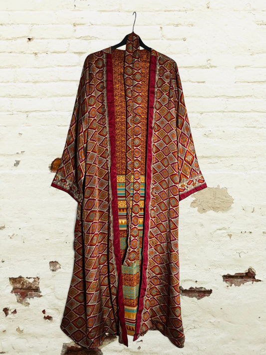 Kimono de seda reciclada Reversible Fuego