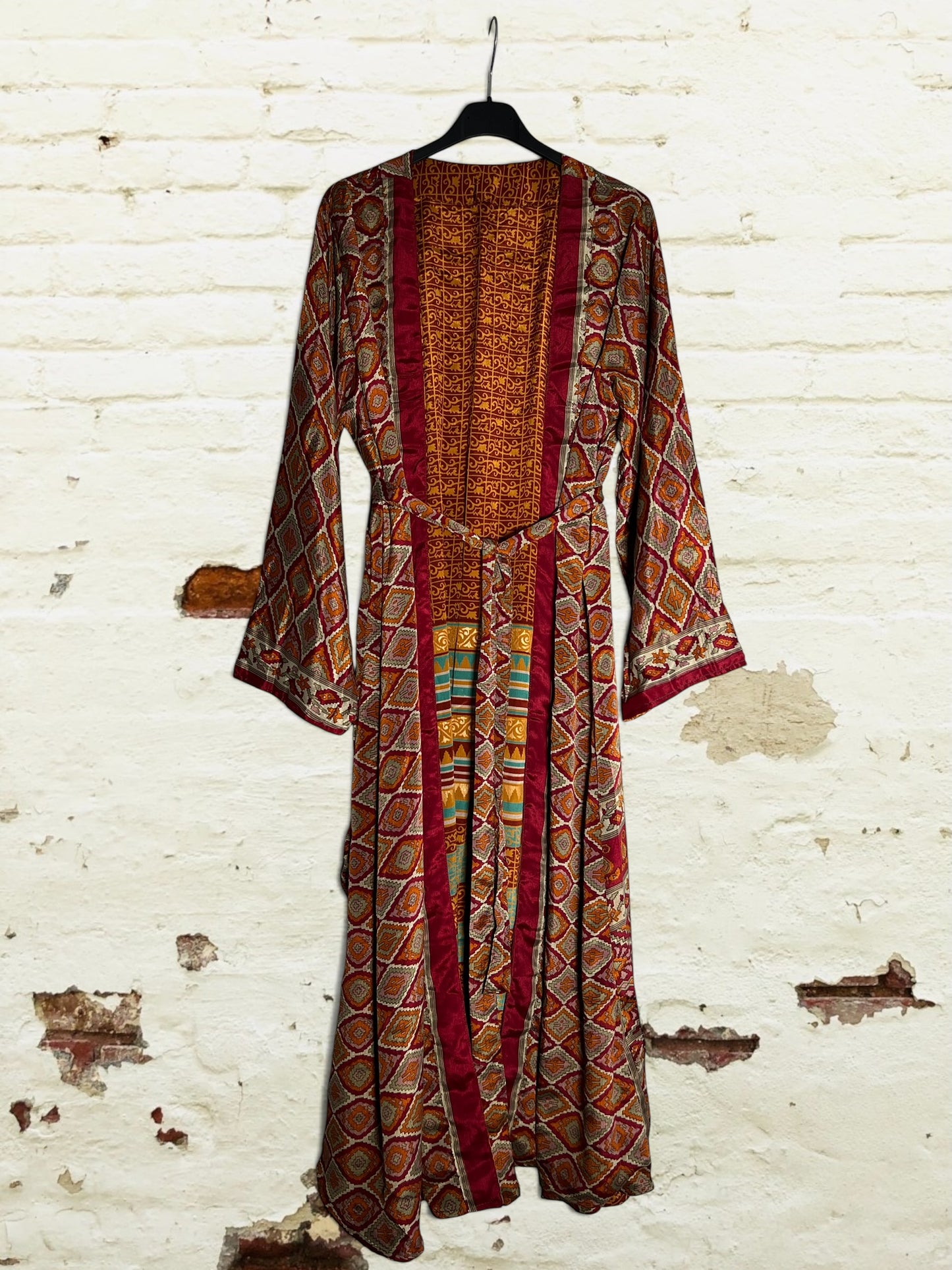 Kimono de seda reciclada Reversible Fuego