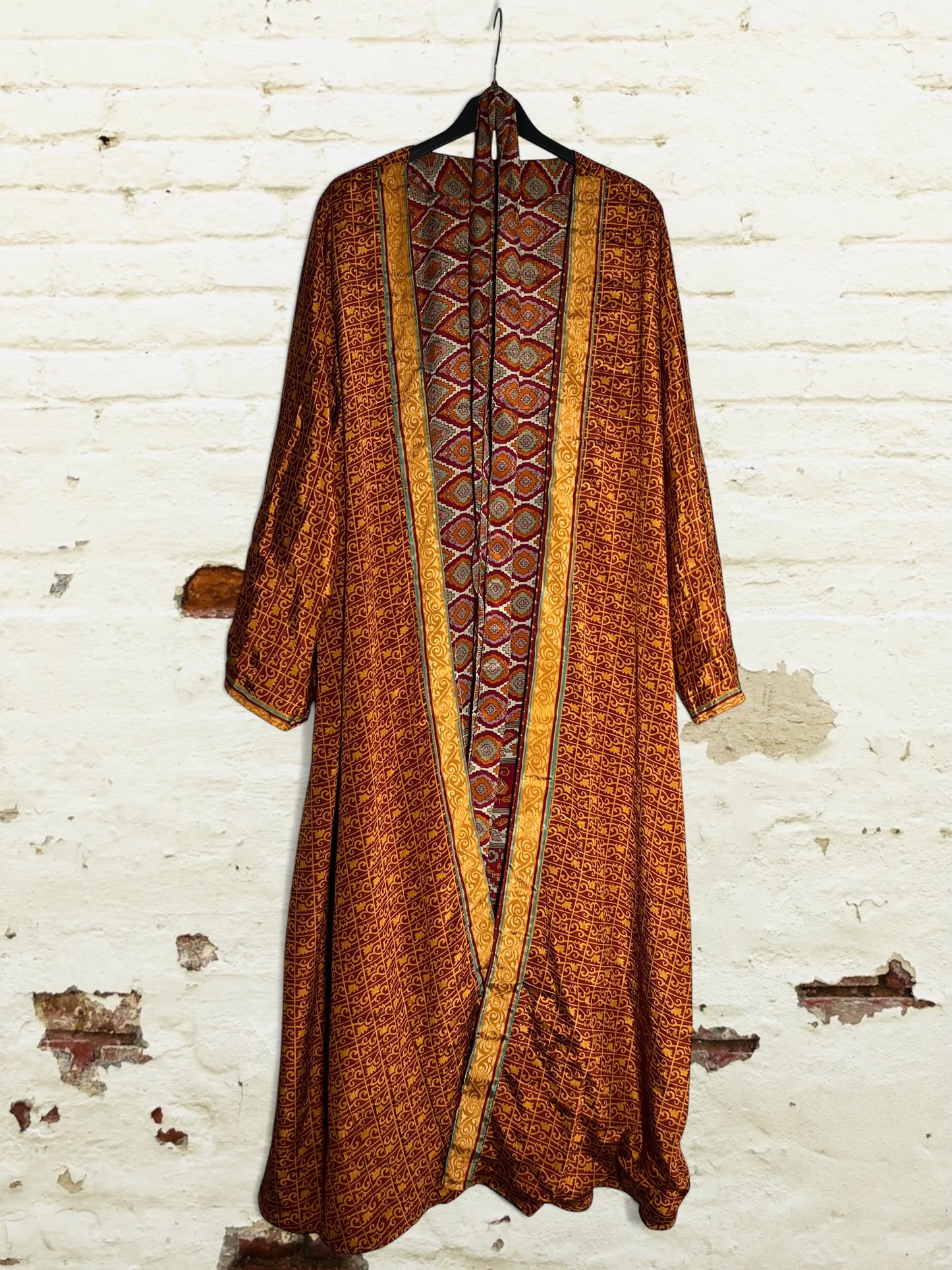 Kimono de seda reciclada Reversible Fuego