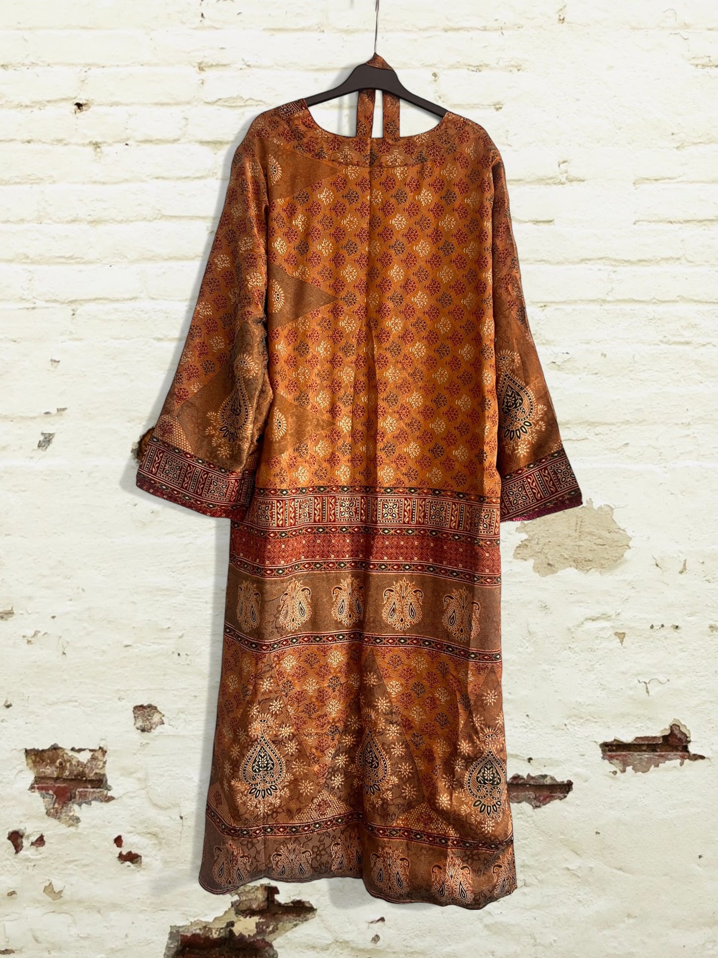 Kimono reversible largo de seda reciclada Cristina