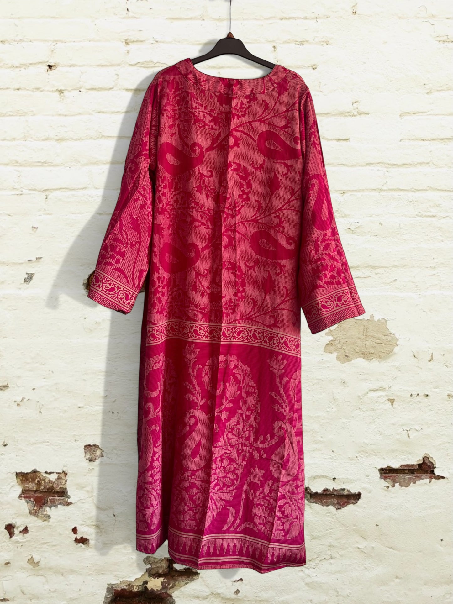Kimono reversible largo de seda reciclada Cristina