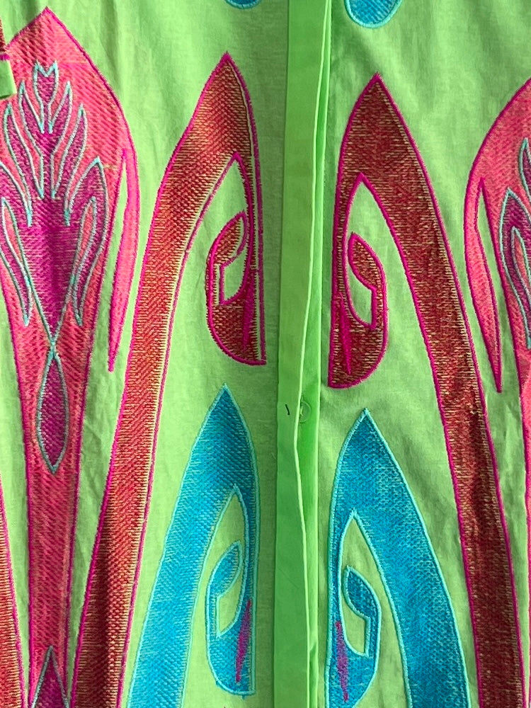 Vestido camisero Cisne de algodón bordado