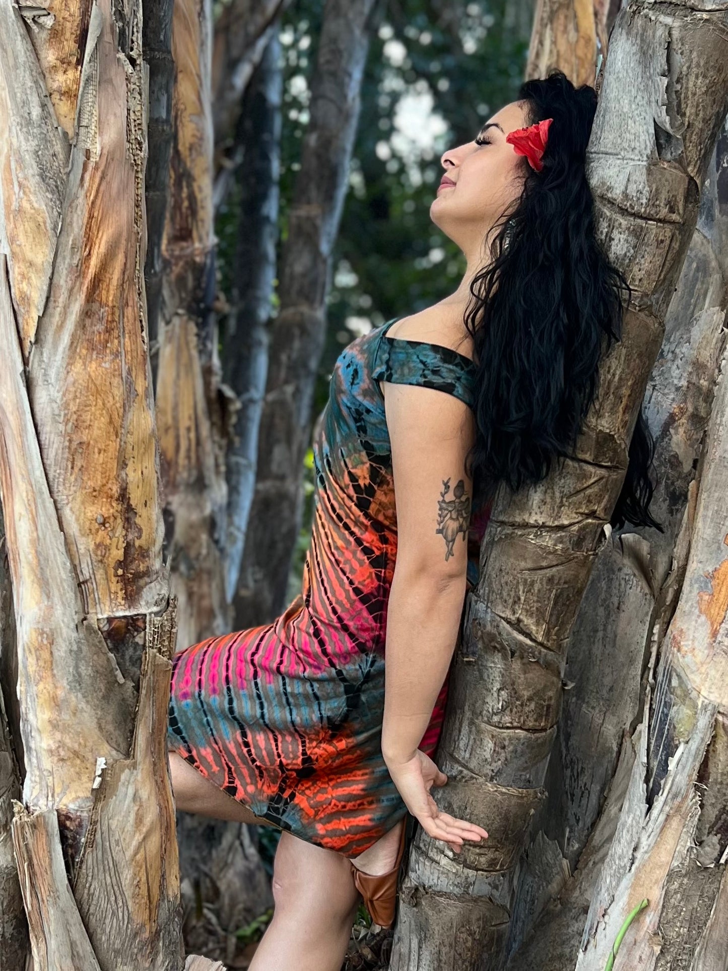 Vestido Asimétrico de Spandex Tie Dye