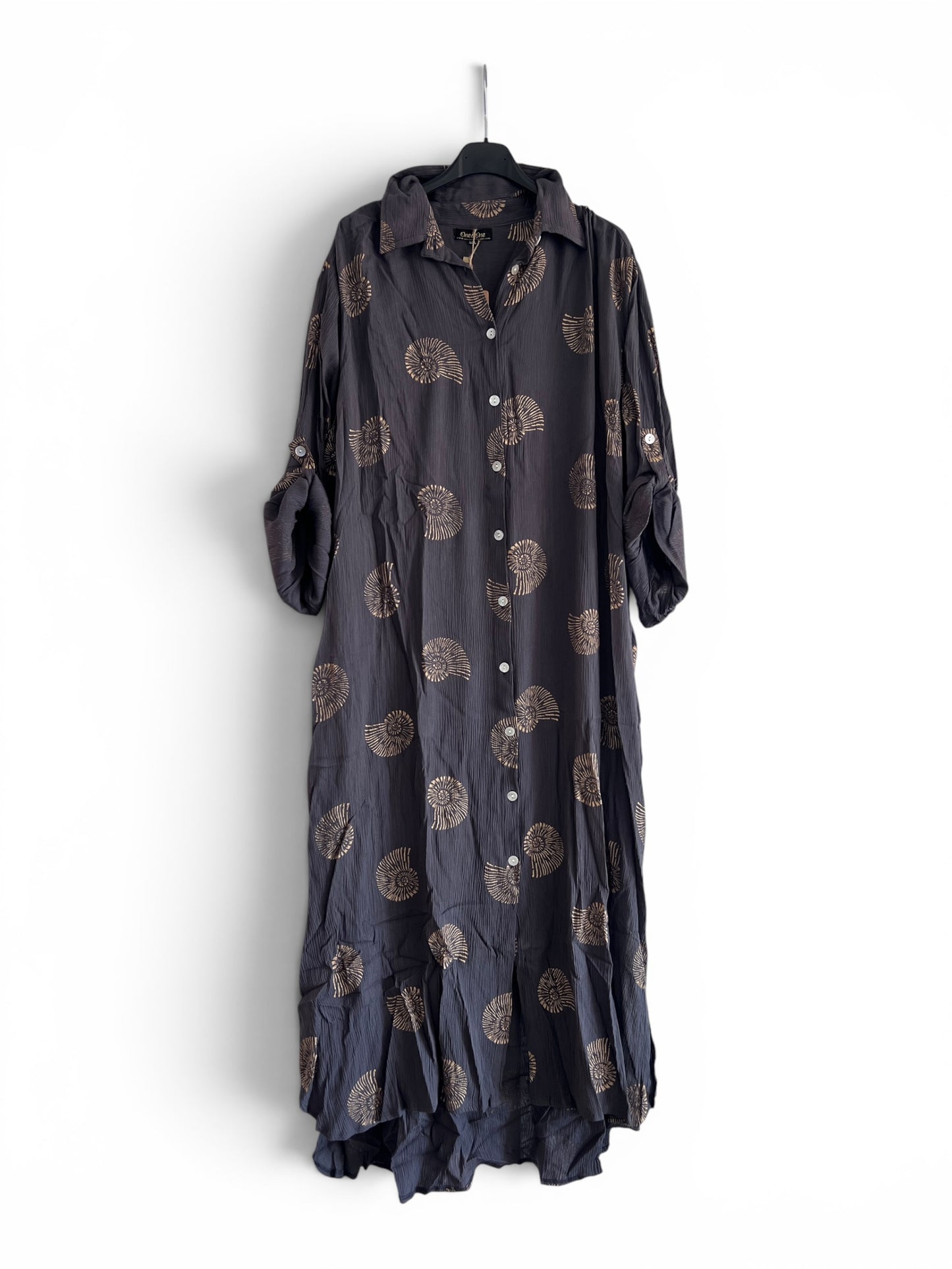 Vestido LISBOA, Camisero Largo en Algodón Blockprint