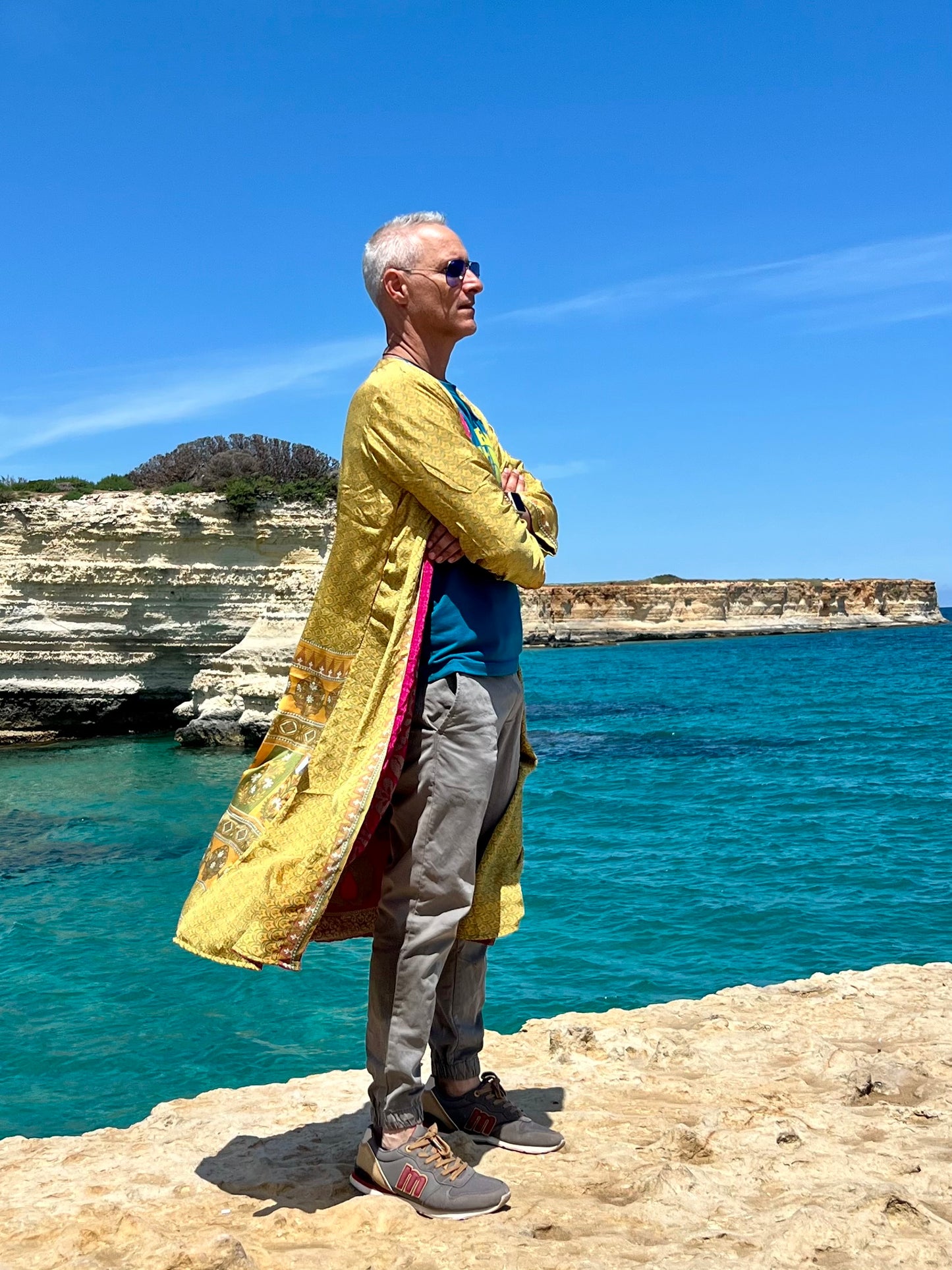 Kimono reversible de seda reciclada, unisex