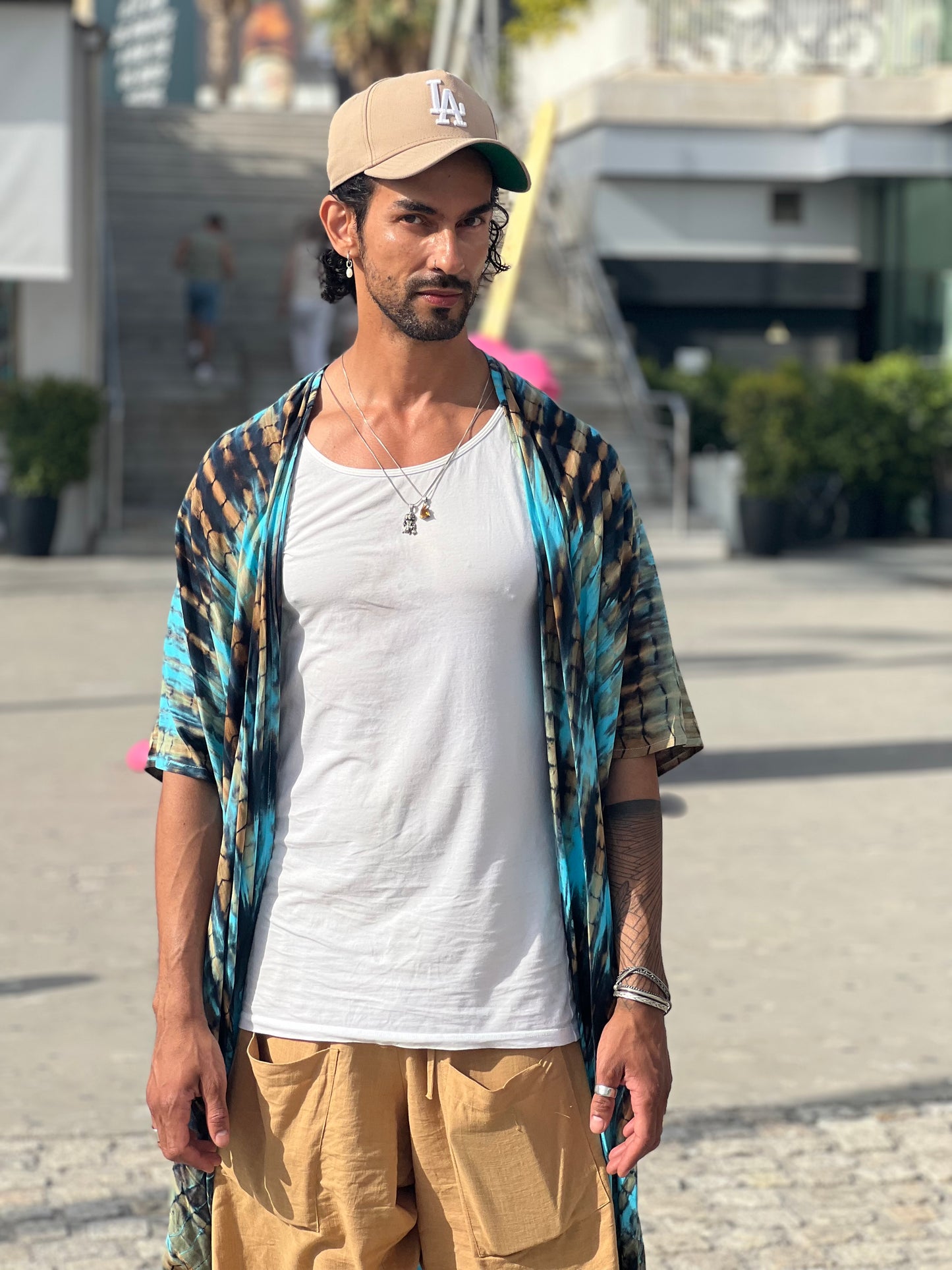 Kimono largo de rayón Tie-Dye, estilo y comodidad
