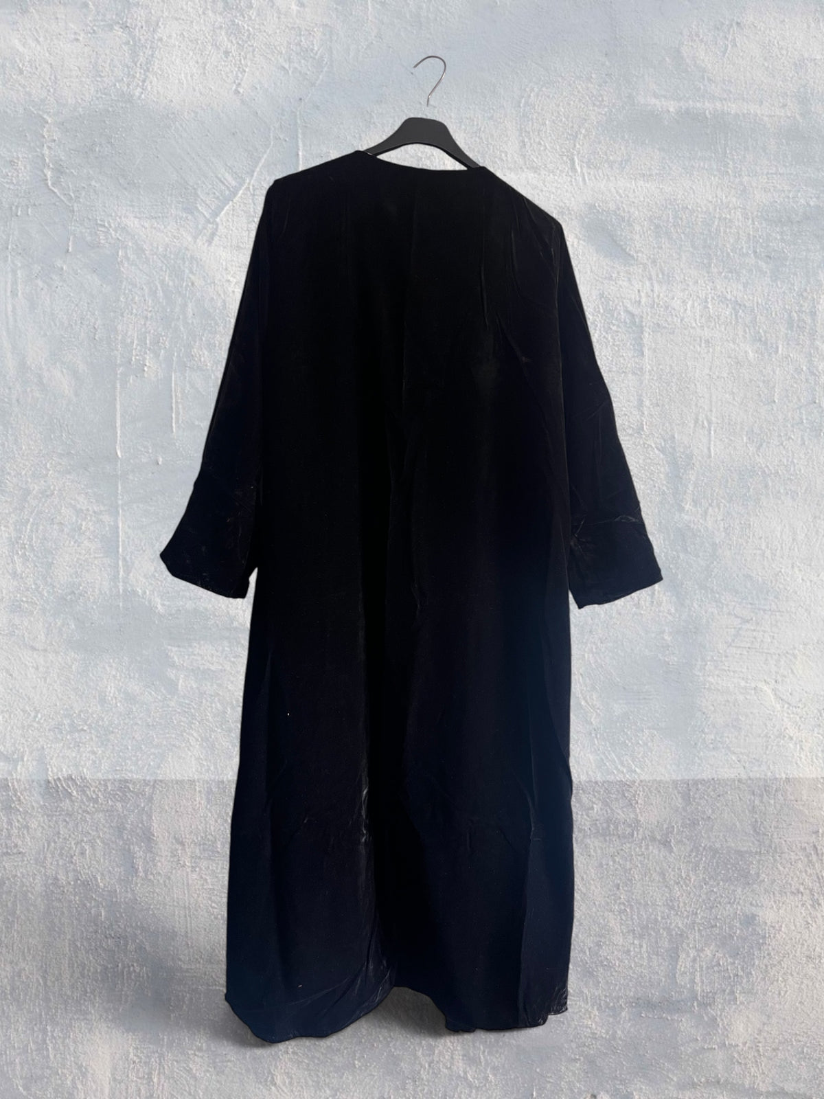 Kimono largo reversible de terciopelo y seda estampada Black Velvet