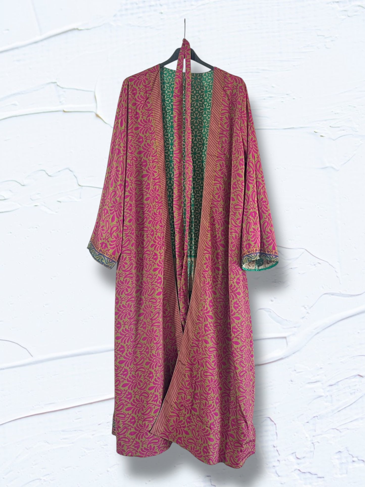 1 Kimono reversible de seda reciclada, XL Summer