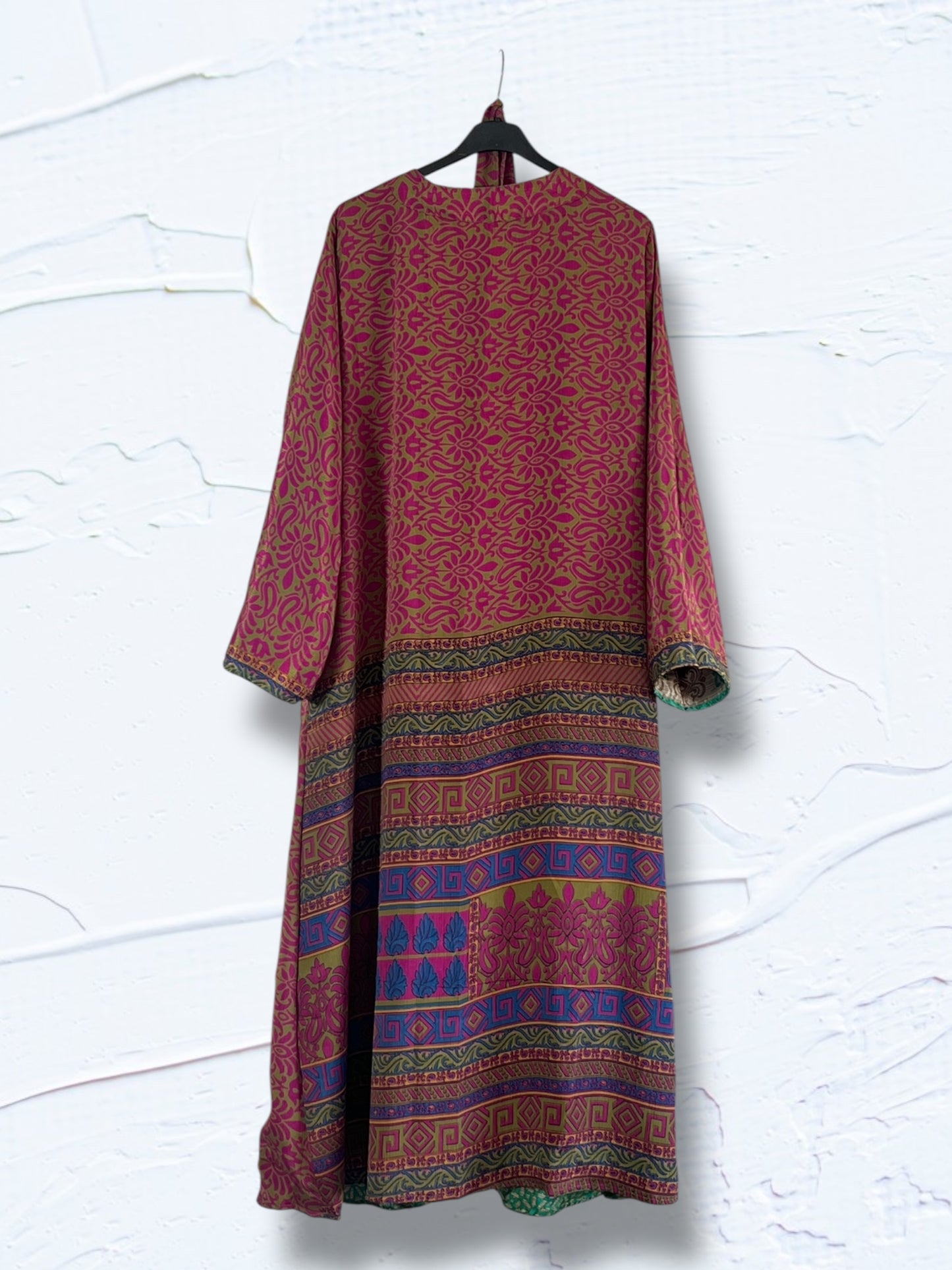 1 Kimono reversible de seda reciclada, XL Summer