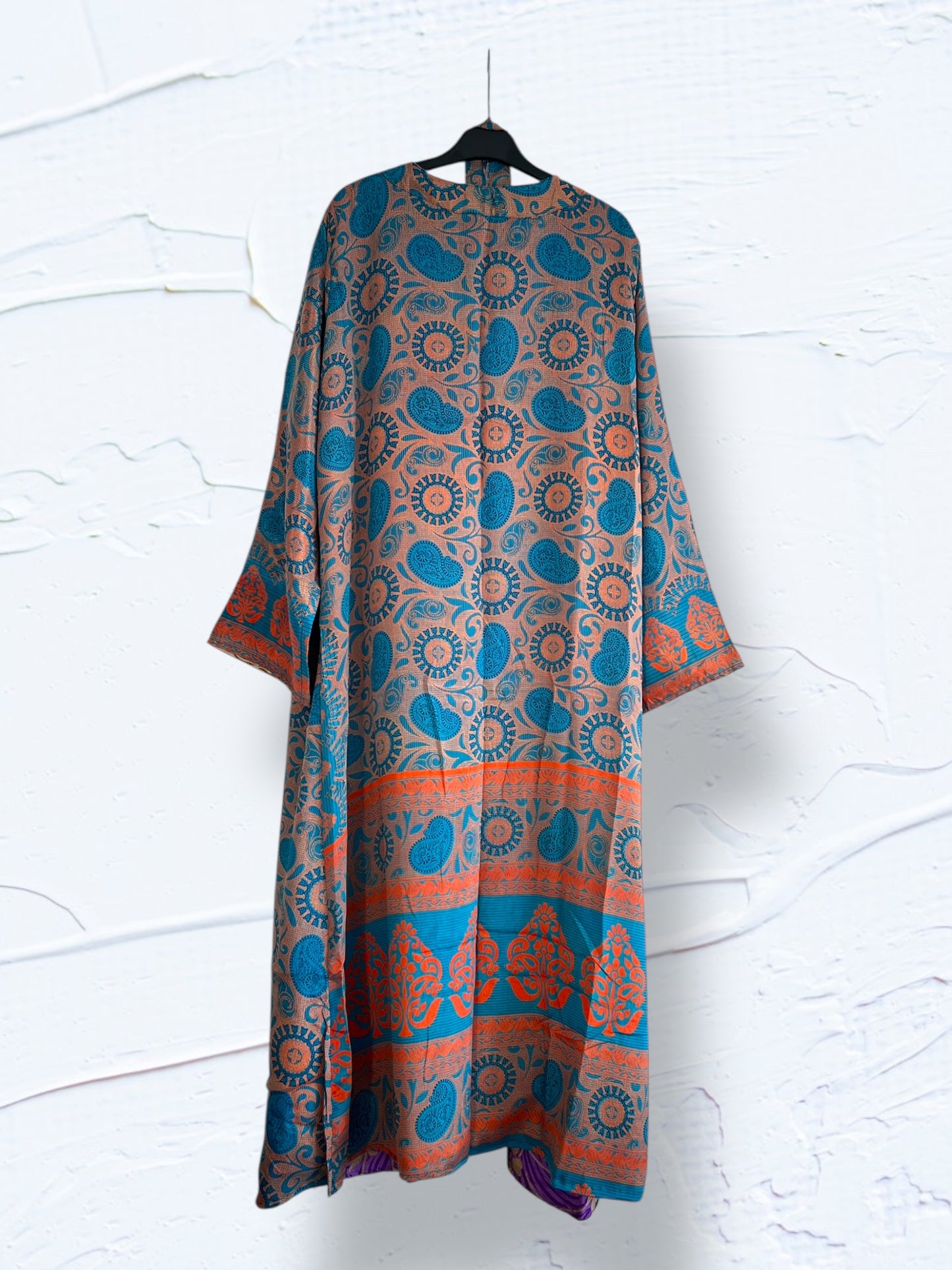 Kimono reversible largo de seda reciclada Boheme