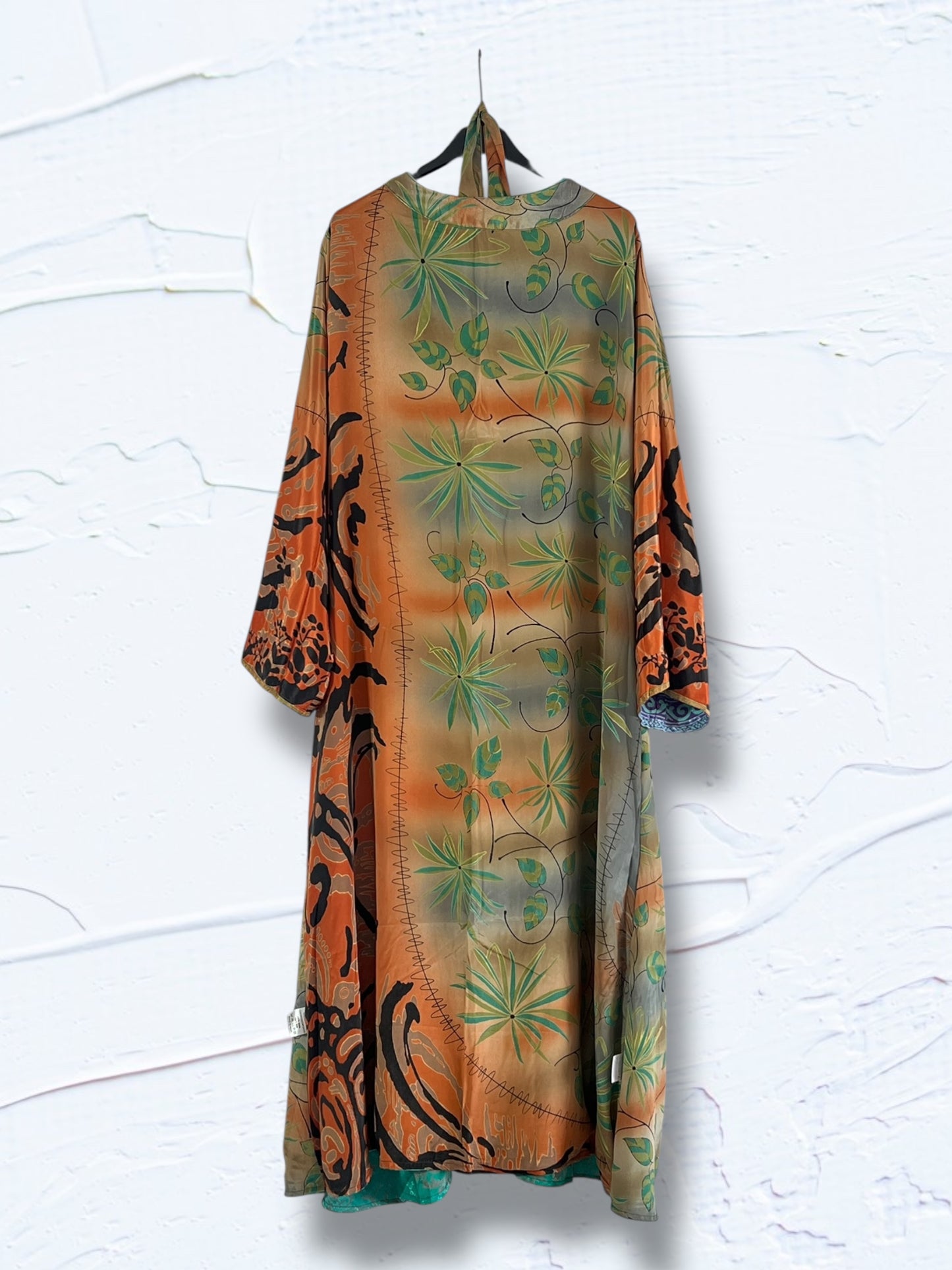 1 Kimono reversible de seda reciclada, XL Jungle