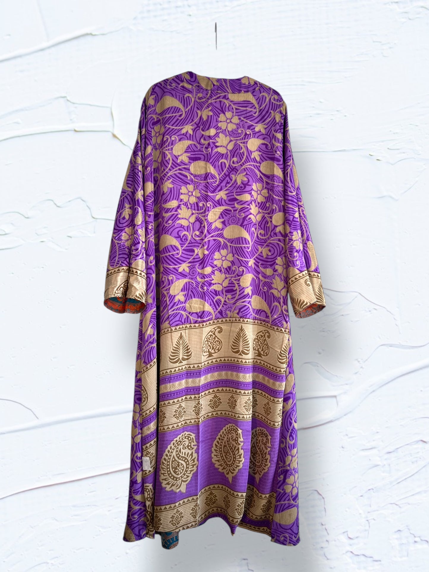 Kimono reversible largo de seda reciclada Boheme