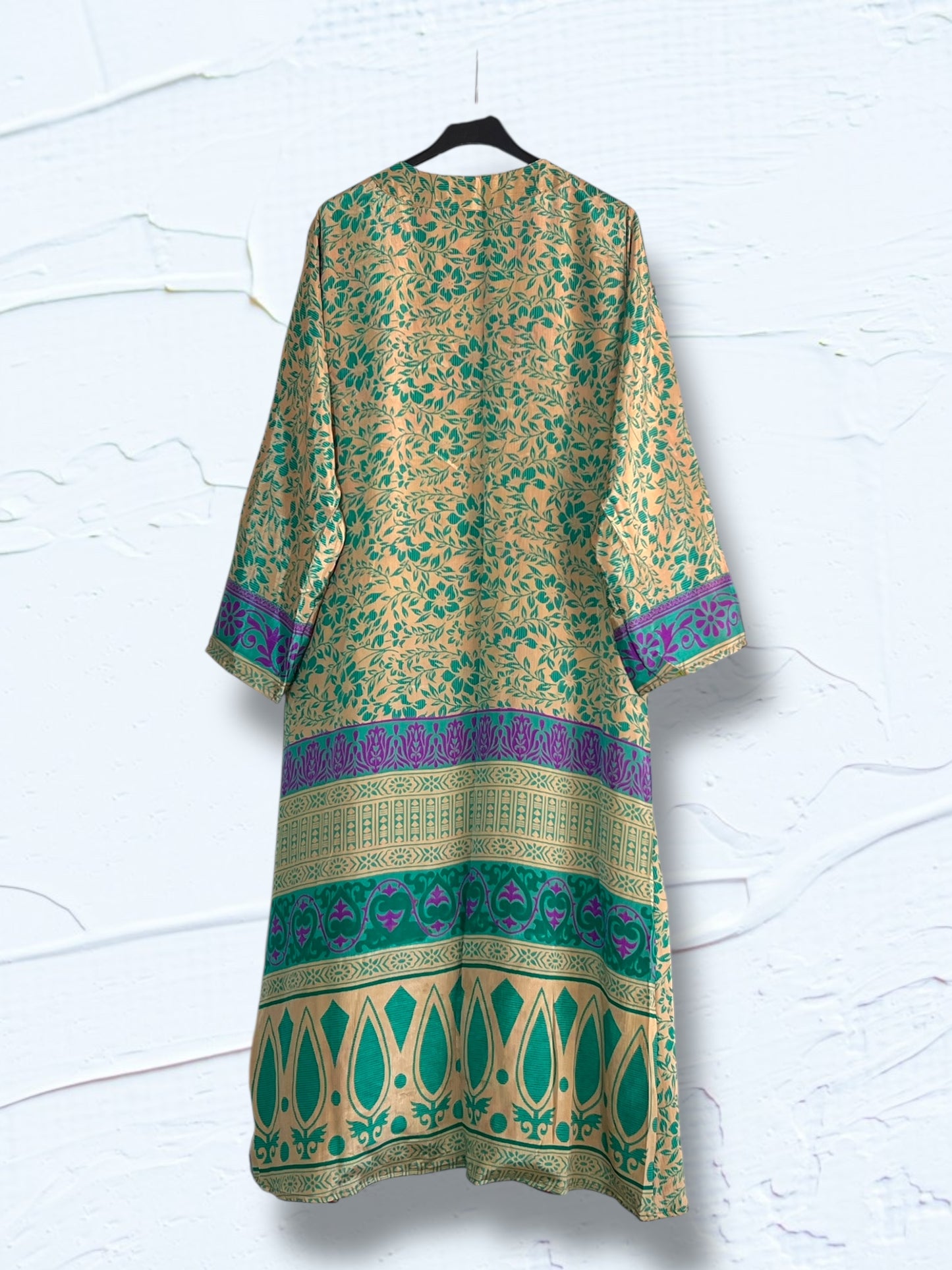 Kimono reversible largo de seda reciclada Miami