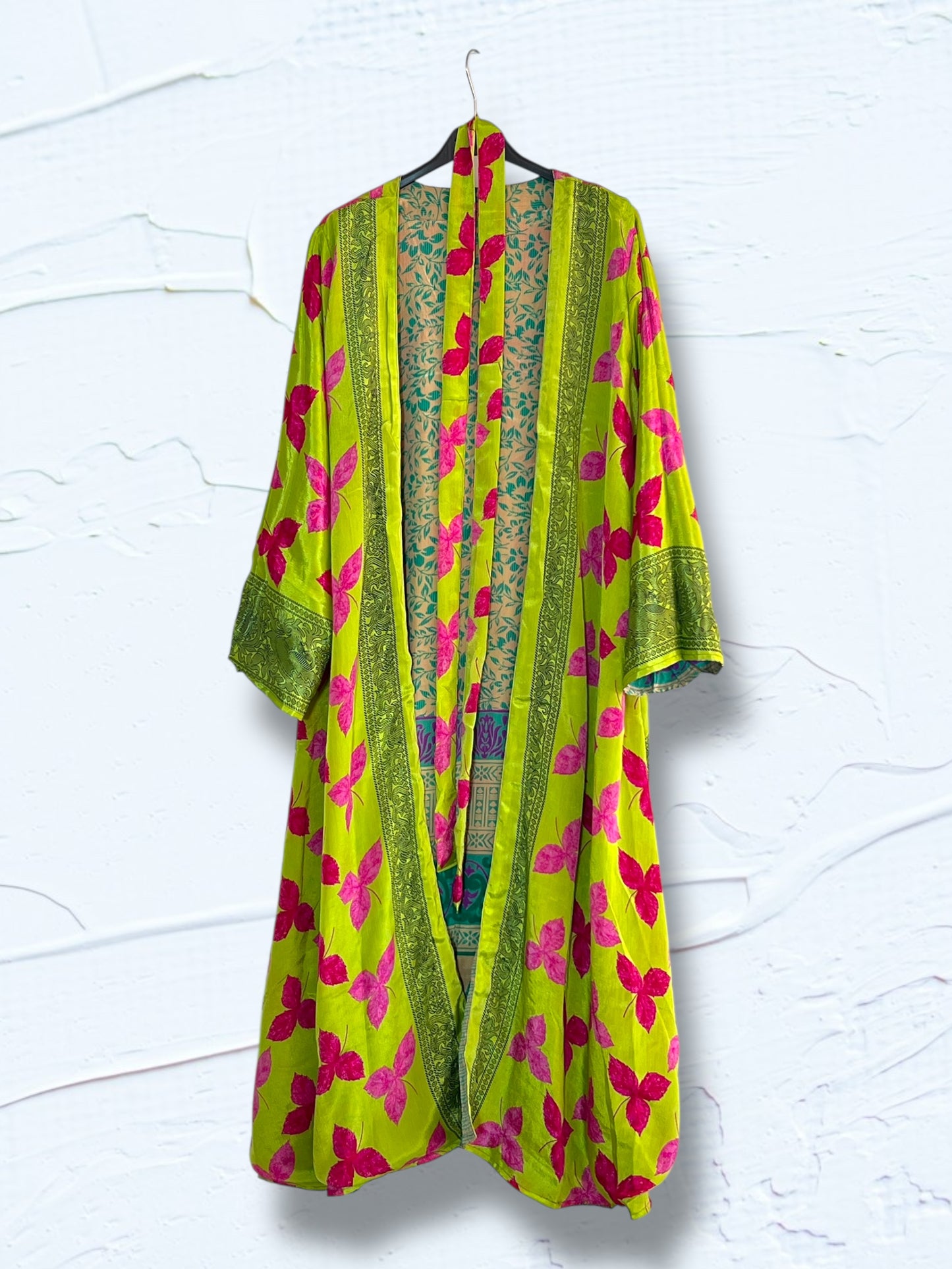 Kimono reversible largo de seda reciclada Miami