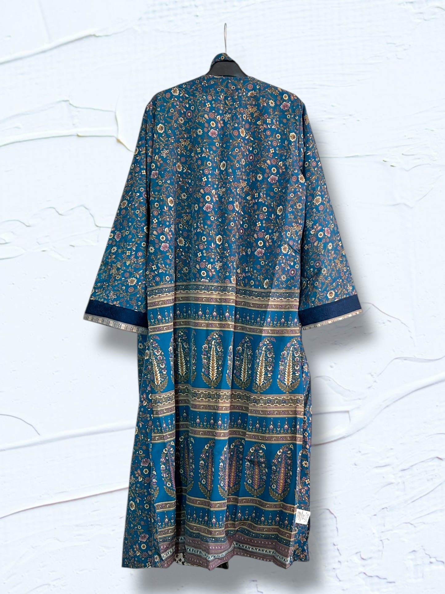 Kimono reversible largo de seda reciclada Liberty