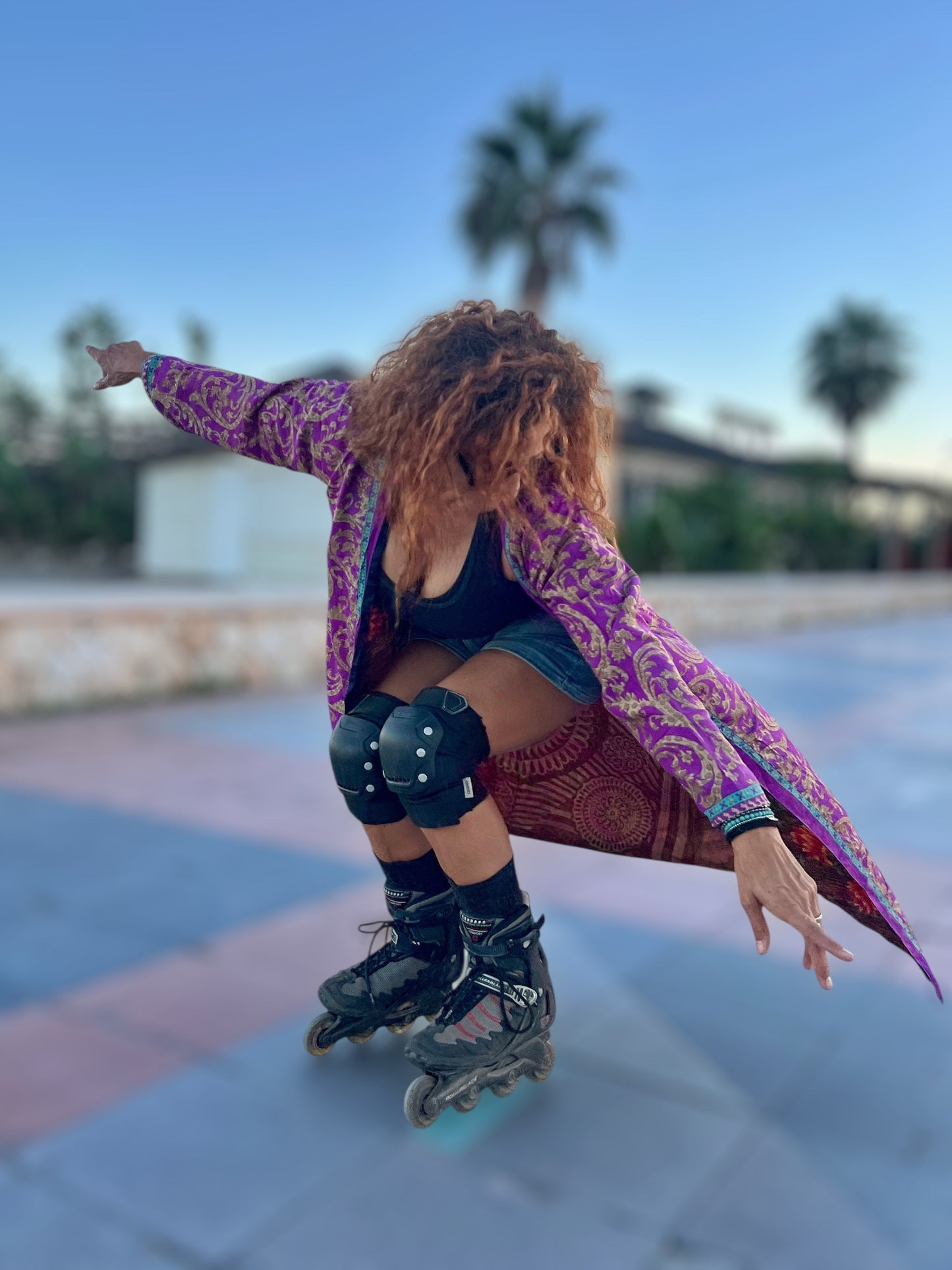 Kimono reversible largo de seda reciclada Cristina