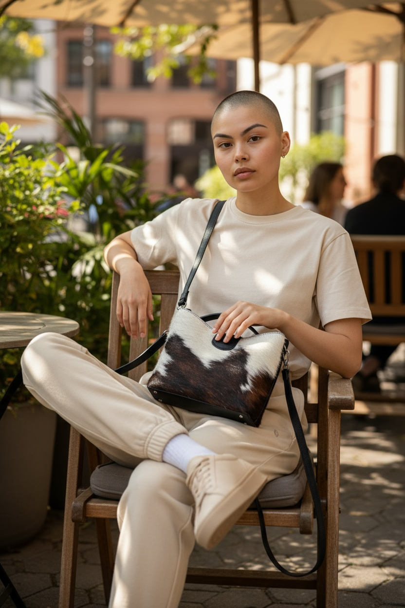 Bolso de piel con pelo de vaca – Hecho en Itali